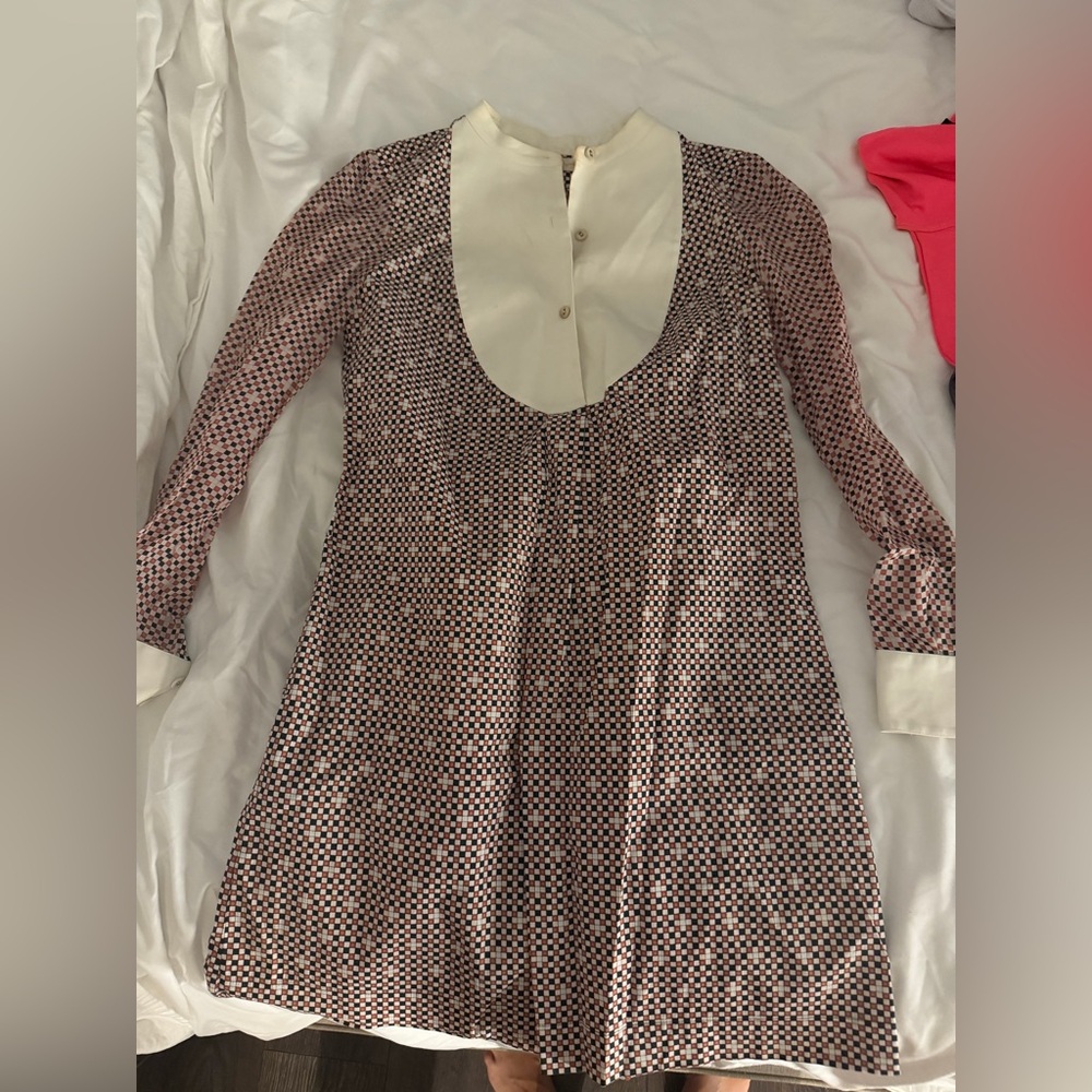 Tory Burch Cream and Red Checkered Dress